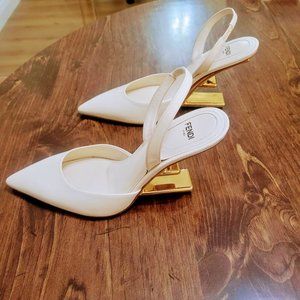 Fendi First Leather F-Heel Slingback Pumps